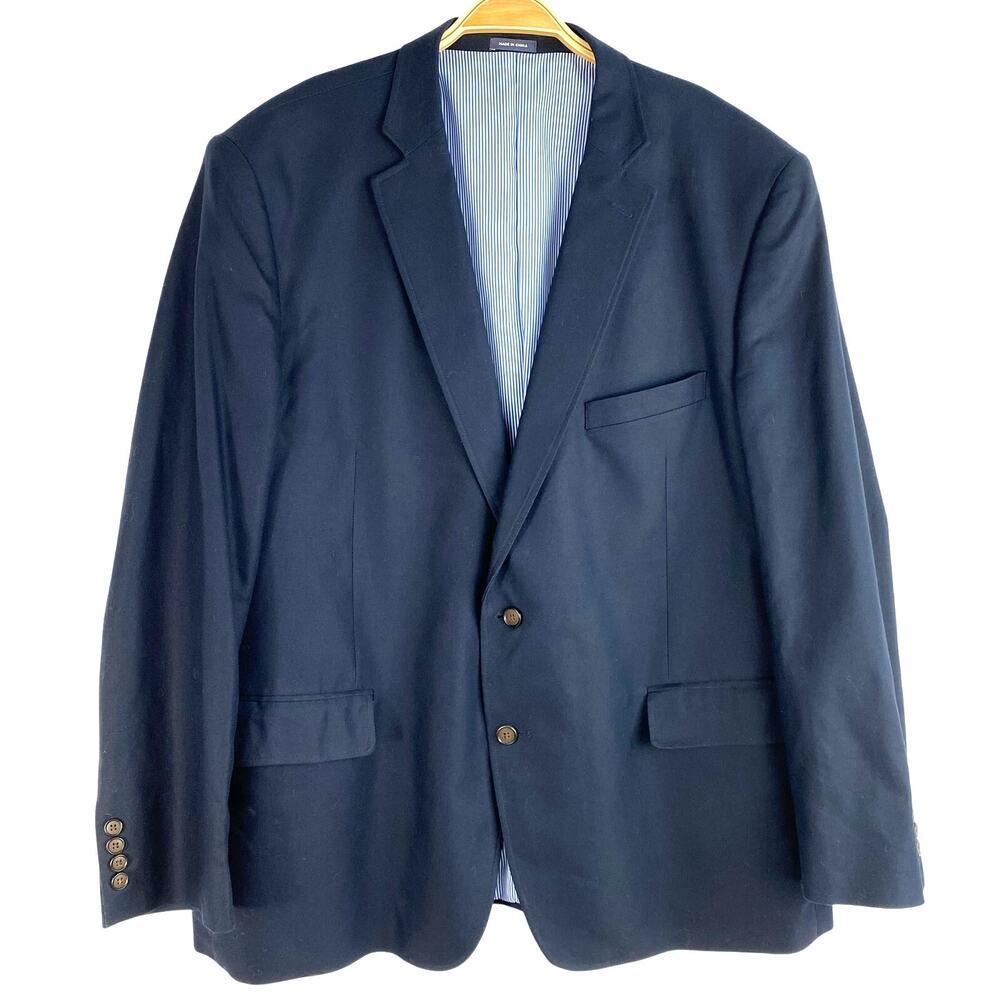 Stafford Classic Fit Blazer Sport Coat Men 50R Navy Blue Preppy Tailored Jacket